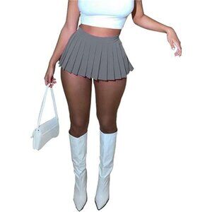 Womens Mini Pleated Skirt High Waist Tennis Skater A Line Y2k Club Party Skirt